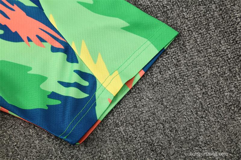 25/26 Brazil Blue Green Camouflage with XS Short Sleeve+Soccer Shorts