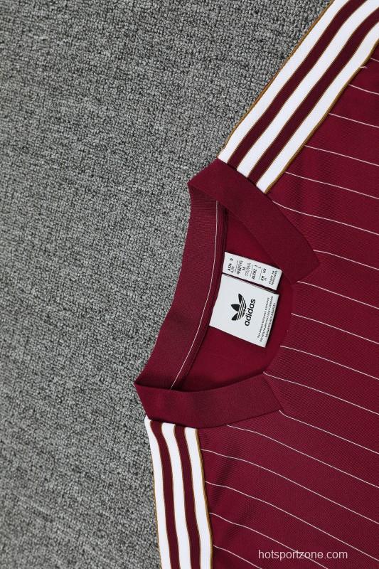 25/26 Arsenal Adidas Original Wine Short Sleeve Jersey+Shorts