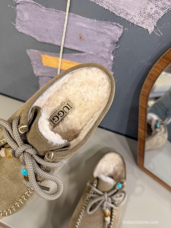 UGG 2025 SS Wool Slippers with Retro Buckle - KFY00240