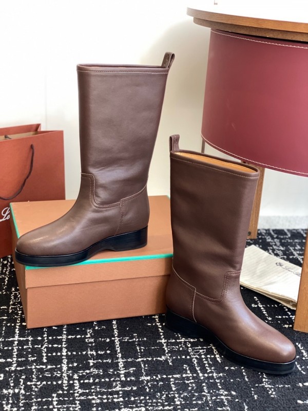 Brunello Cucinelli Classic Spring BC Calfskin High Top Thick Sole Riding Boots Long Boots - KFY00450
