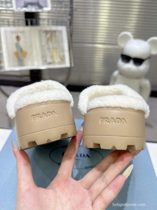 Prada Spring/Summer 2025 Popular Early Spring Fur Slippers - KFY00280