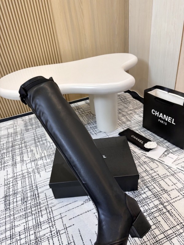Chanel Classic Chunky Heel Back Zipper Long Boots - LY00360