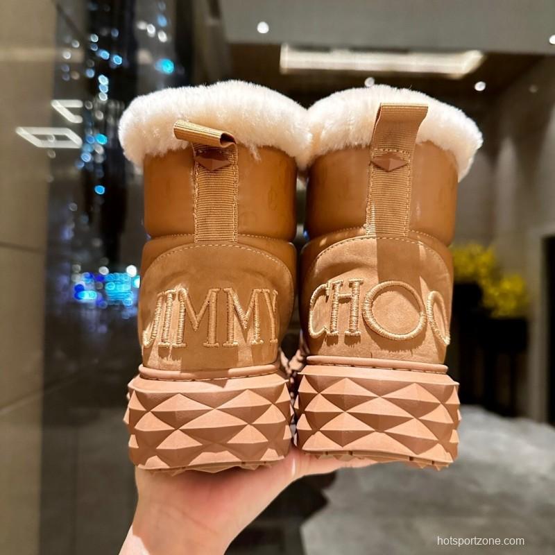 Jimmy Choo 2025 SS Casual White Sneakers with Genuine Wool Snow Boots - LY00340