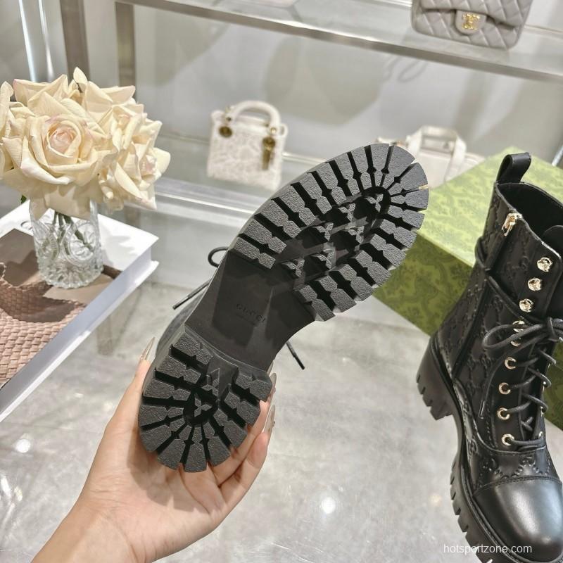 Gucci GG Lace-Up Ankle Boots in Calfskin - LY00380