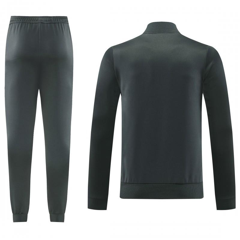 25/26 Manchester United 08 Dark Gray Half Zipper Jacket+Long Pants S-2XL