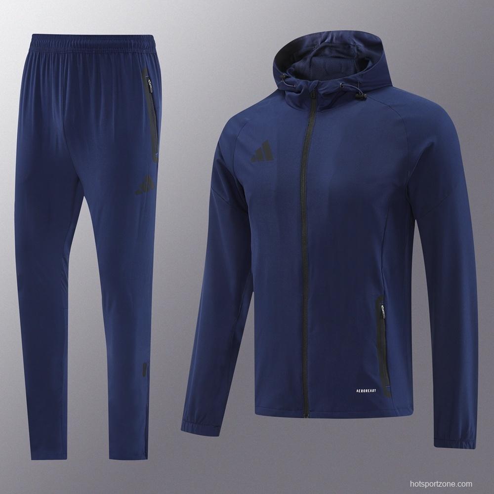 2025 Adidas Royal Blue Half Zipper Jacket+Long Pants S-2XL