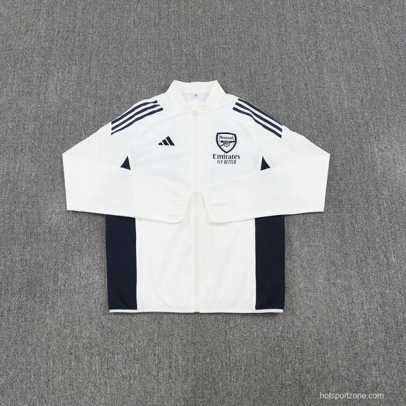 25/26 Arsenal White S-2XL Half Zipper Jacket+Long Pants