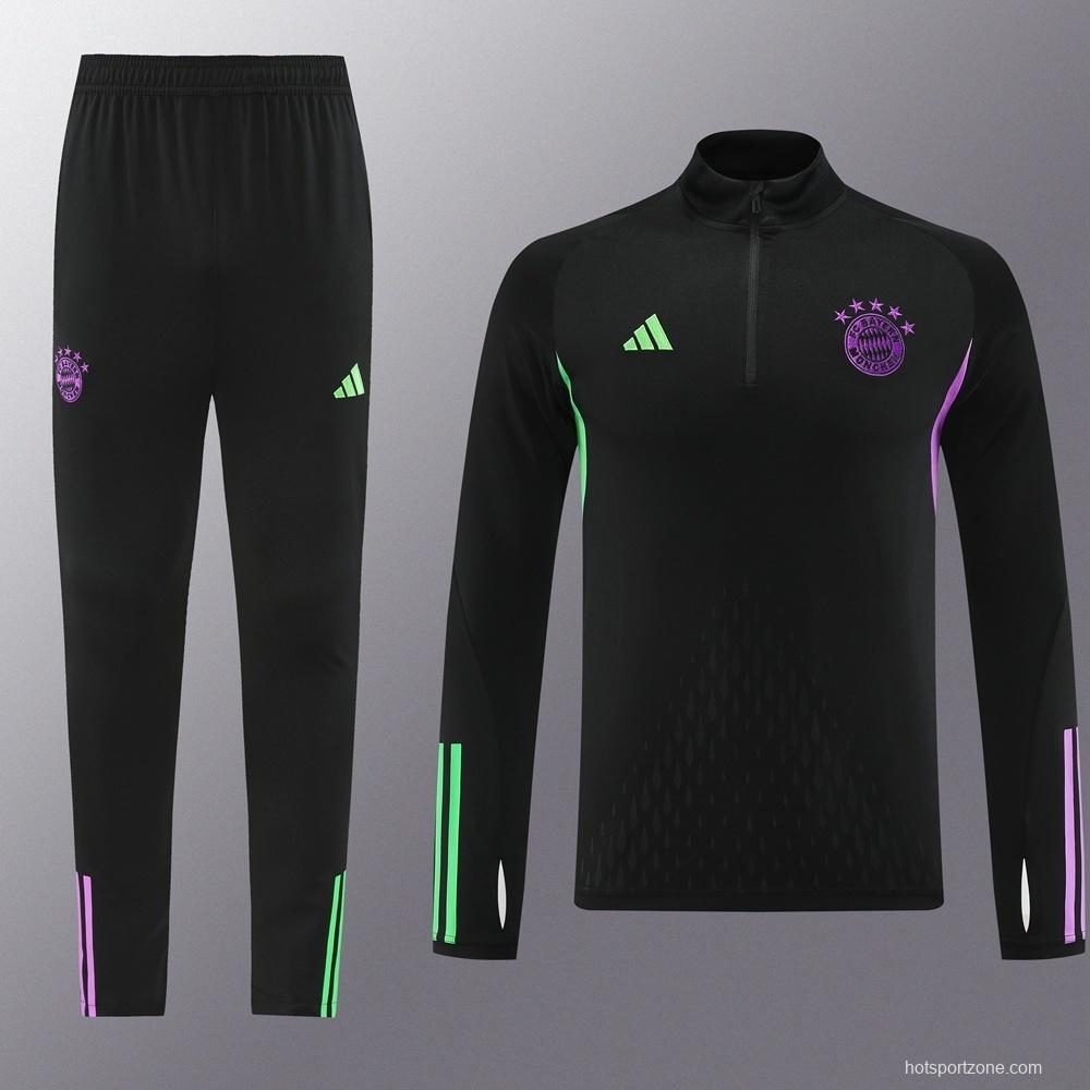 23/24 Bayern Munich Black S-2XL Half Zipper Jacket+Long Pants