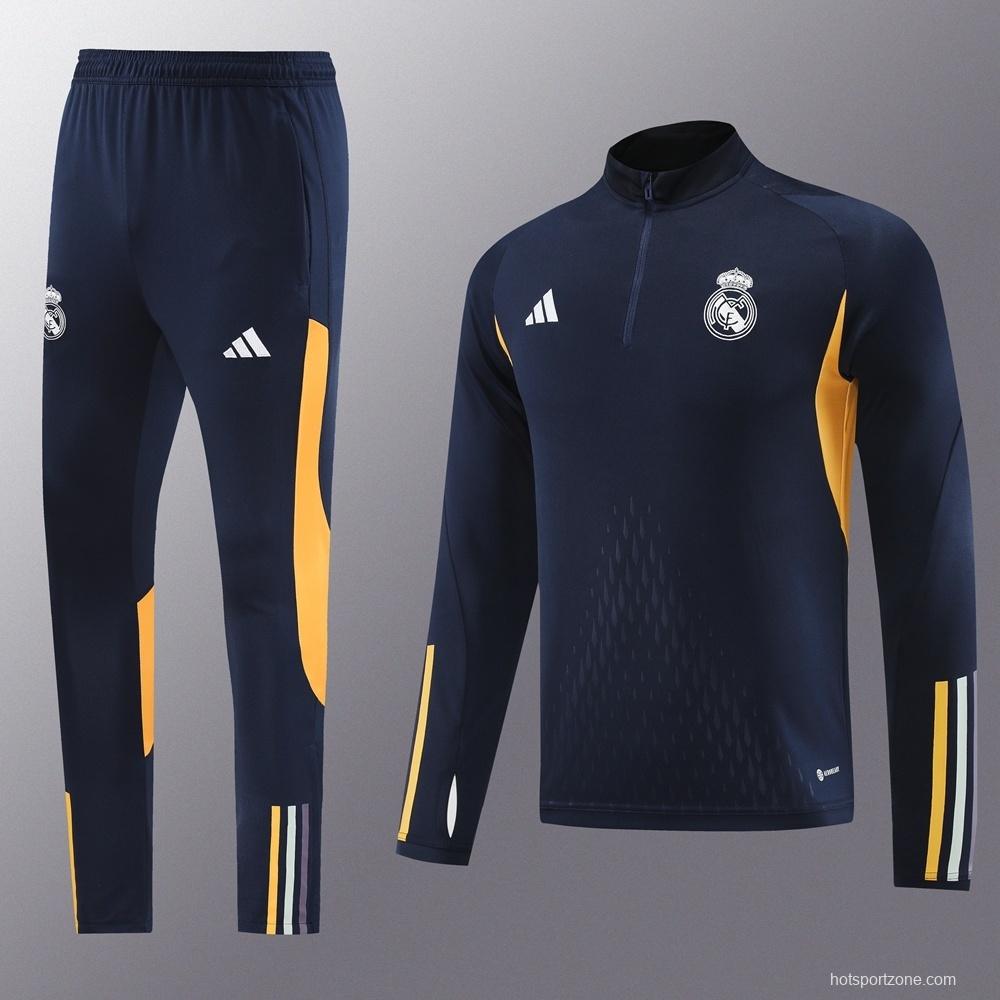 25/26 Real Madrid Royal Blue Half Zipper Jacket+Long Pants