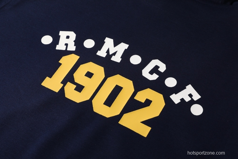 25/26 Real Madrid Royal Blue Half Zipper Jacket+Long Pants S-2XL