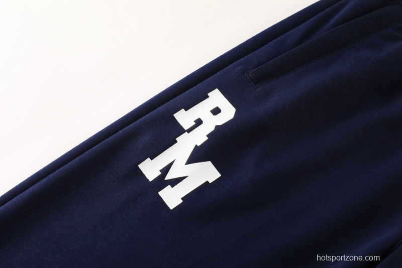 25/26 Real Madrid Royal Blue Half Zipper Jacket+Long Pants S-2XL