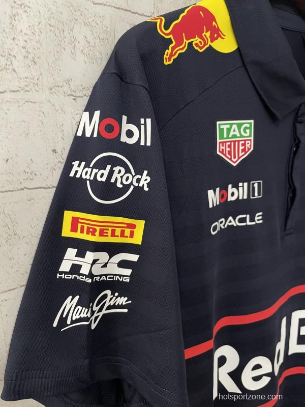 2026 F1 Oracle Red Bull Racing Navy with Red Stripes Polo Shirt