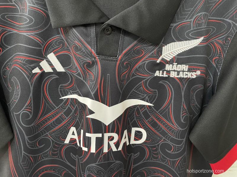 2026 Māori All Blacks Black with Māori Tiki Carving Jersey