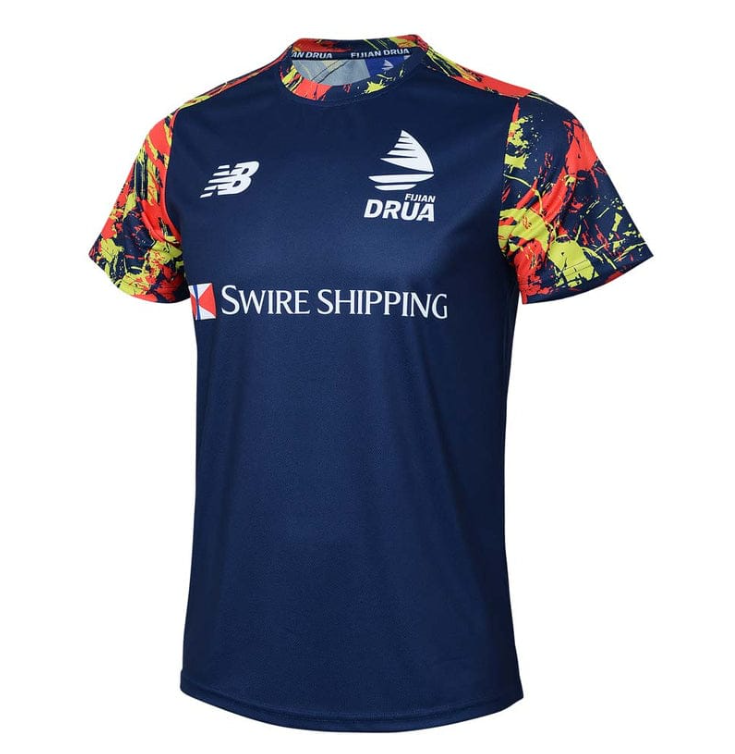 25/26 Fijian Drua Navy with Colorful Sleeves Training Jersey