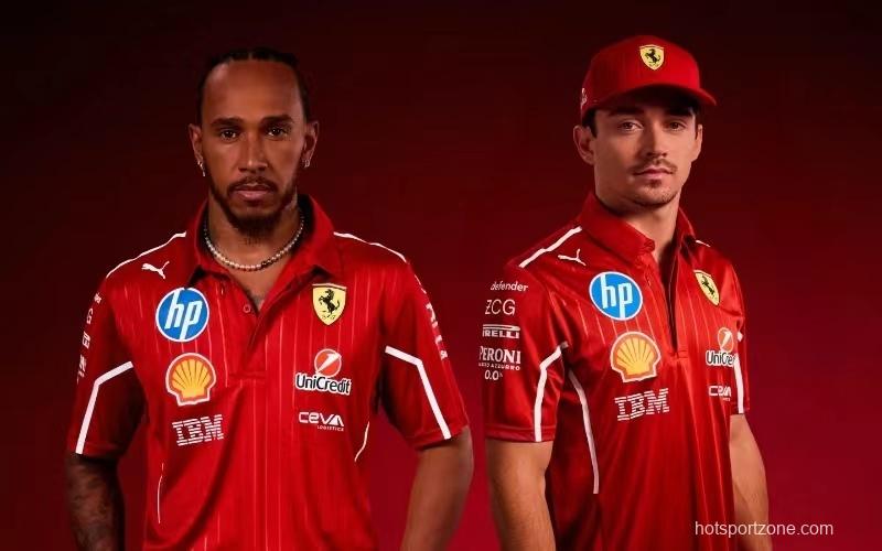 2025 F1 Scuderia Ferrari Red with White Trim Team Polo Shirt