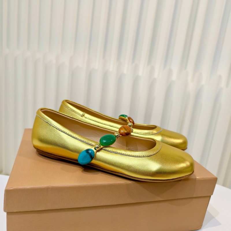 Gianvito Rossi Bohemian Style Turquoise Flat Ballet Shoes - LY00320