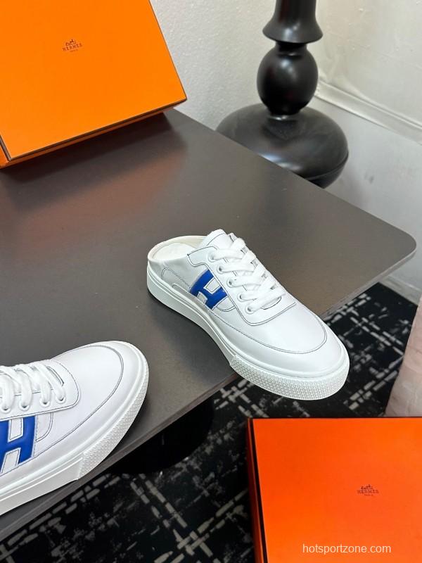 Hermès Deep Series Couple's White Sneakers Casual Skate Shoes - AS00320