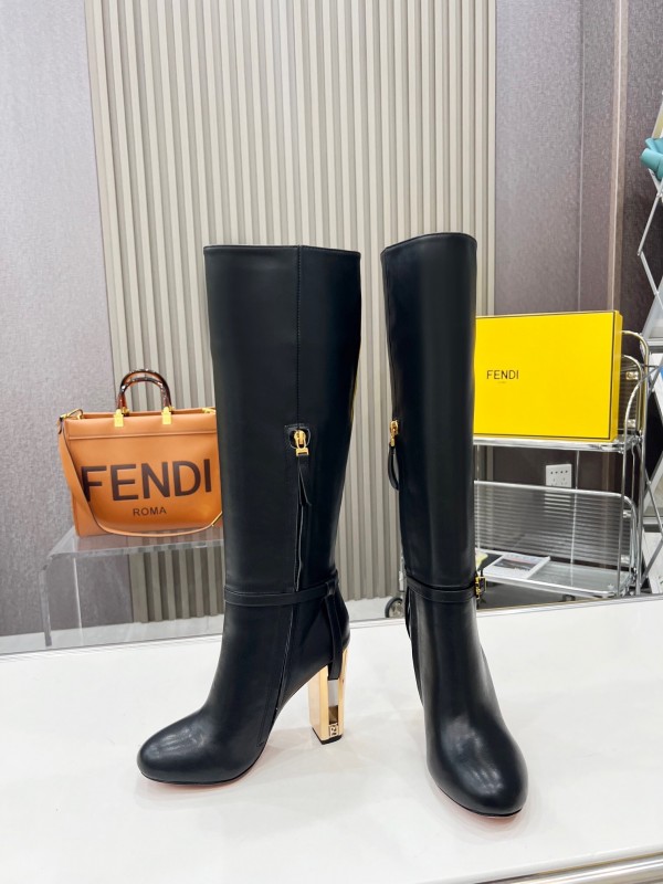 FENDI Delfina Round Toe Boots with FF Buckle - LY00520