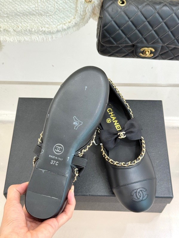 Chanel 2025 SS Hollow Chain Bow Mary Jane Shoes - KFY00290/KFY00300