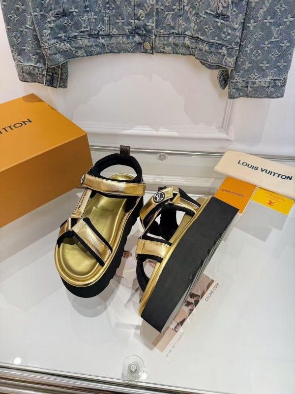 Louis Vuitton 2025/SS Latest High-End Fashion Versatile Sandals with Thick Sole Heightening and Slimming Effect - LY00