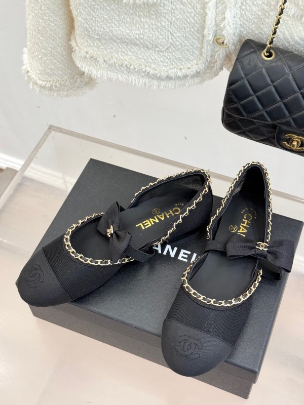 Chanel Spring Summer 2025 Hollow Chain Bow Mary Jane Shoes - KFY00290/KFY00300