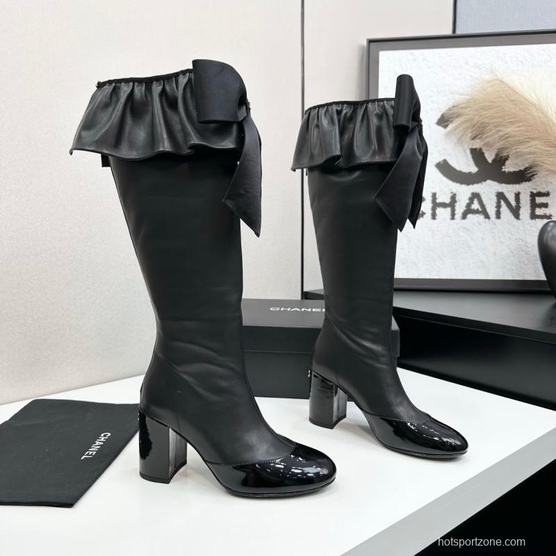Chanel 2025 SS Bow Detail Block Heel Boots - L Y00600