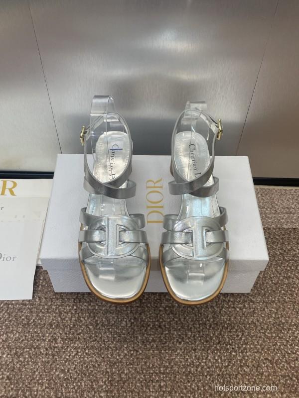 Dior D-Club Jelly Color Hollow Layered Cross Strap Mid Heel Women Shoes - KFY00290