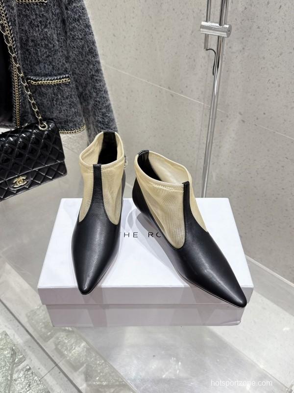 THEROW 2025SS French Retro Simple Style Mesh Kitten Heel Sandals - KFY00320