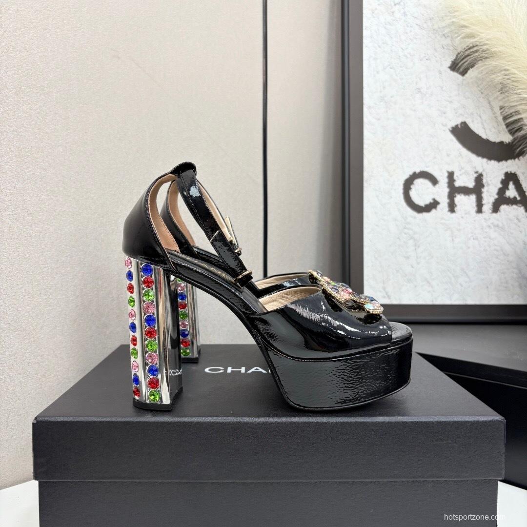 Adidas 2025/SS Glam Rock Chunky Heel Square Toe Platform Back Strap Sandals - KFY00350