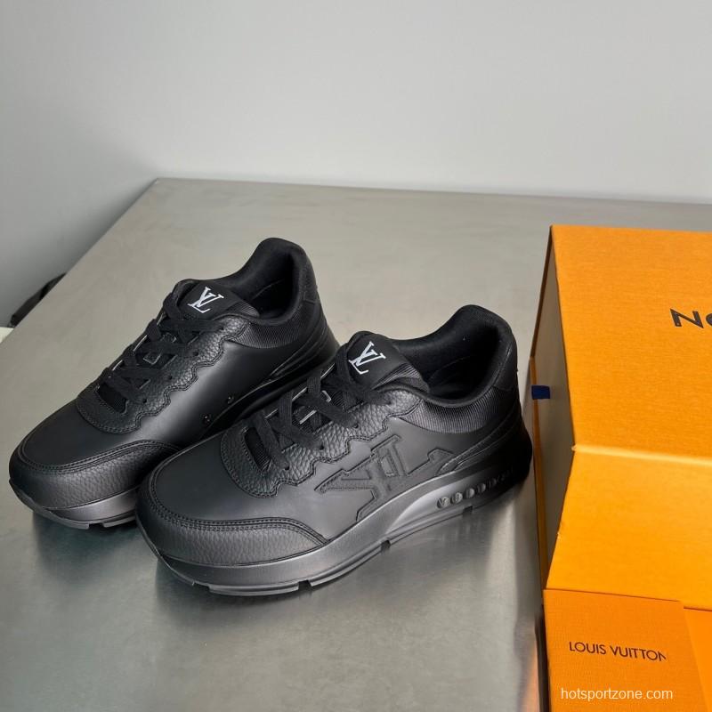 Lv Classic Leather Round Toe Lace-Up Low Top Casual Shoes - YC