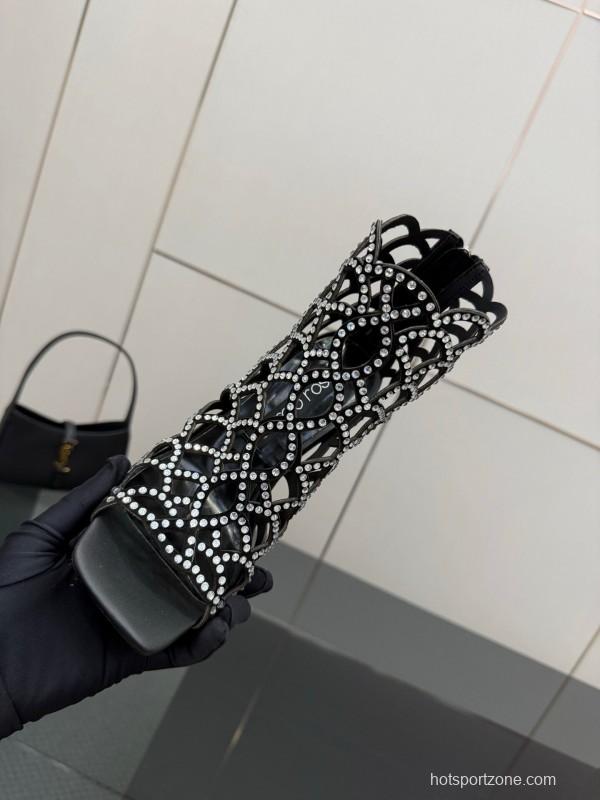 Sergio Rossi Mermaid Sandals 2025 SS Collection Fishnet High Heels - KFY00470