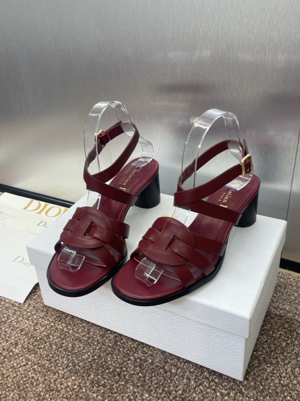Dior D-Club Jelly Color Hollow Layered Cross Strap Mid Heel Women Shoes - KFY00290