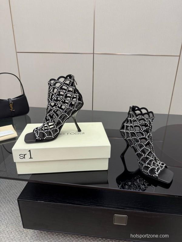 Sergio Rossi Mermaid Sandals 2025 SS Collection Fishnet High Heels - KFY00470