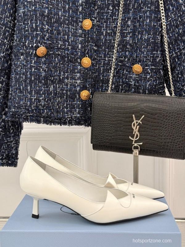 PRADA 2025/SS Catwalk Pointed Toe Kitten Heel Single Shoes - KFY00310