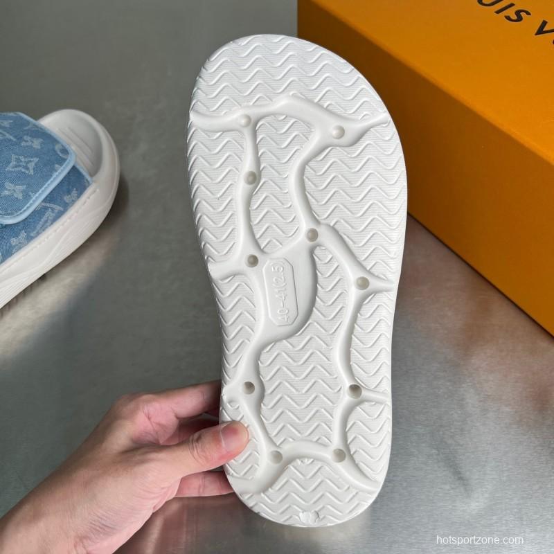 Louis Vuitton Miami Mule Slippers with Hook-and-Loop Strap - YC