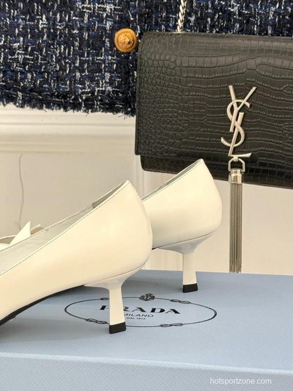 PRADA 2025/SS Catwalk Pointed Toe Kitten Heel Single Shoes - KFY00310
