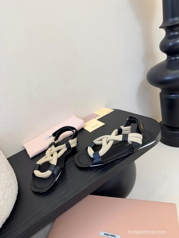 Miu 2025/SS Fashion Week Rope Woven Sandals - KFY00330