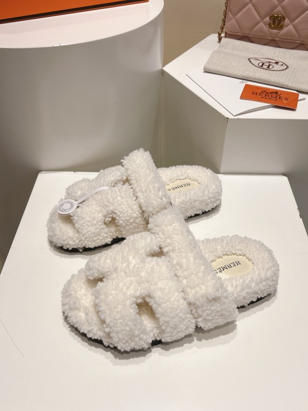 H Love Second Uncle Full Fur Slides Grain Fur Style - LY00300