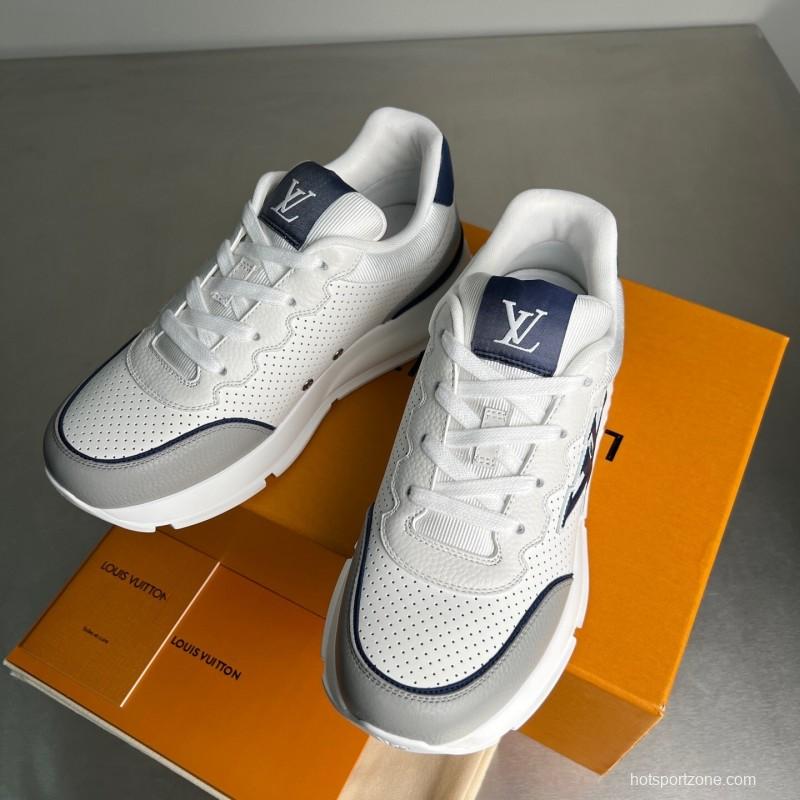 Lv Classic Leather Round Toe Lace-Up Low Top Casual Shoes - YC