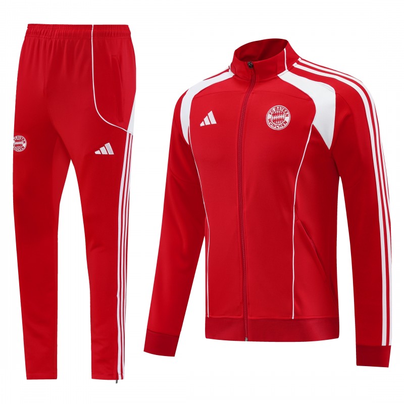 25/26 Bayern Munich Red Full Zipper Jacket+Long Pants