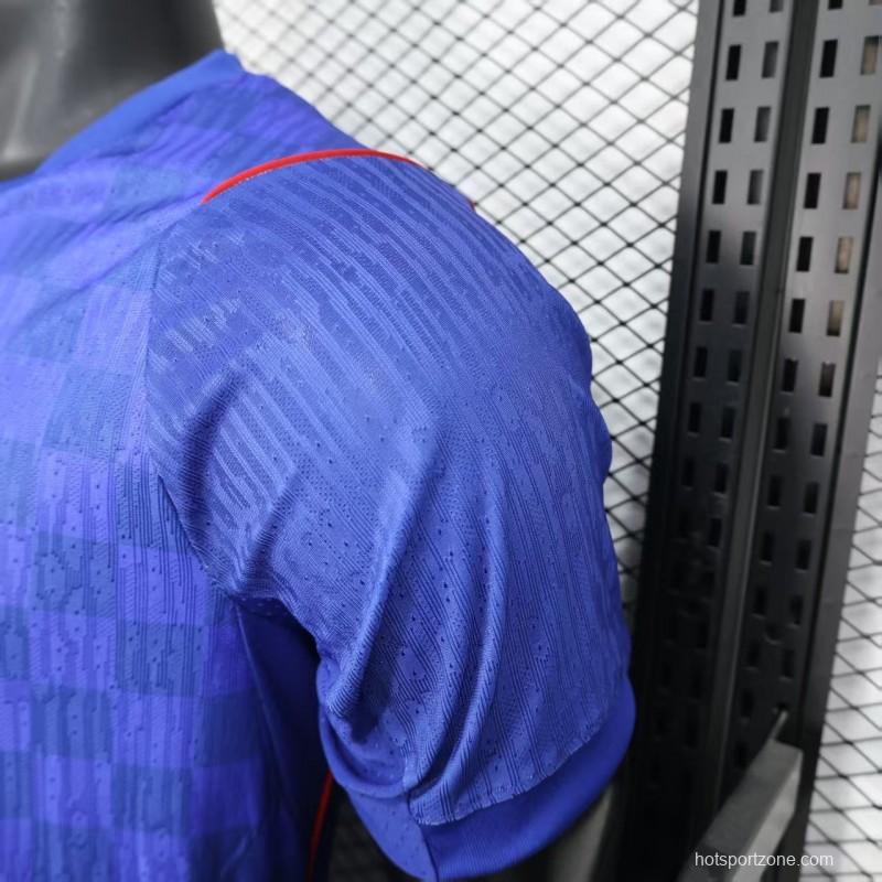 Player Version 2026 Croatia Away Blue with Subtle Checkerboard Pattern Jersey