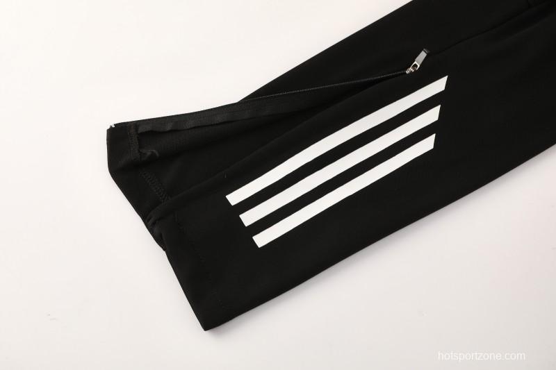 25/26  Adidas Black Full zipper Jacket Tracksuit+ long pants