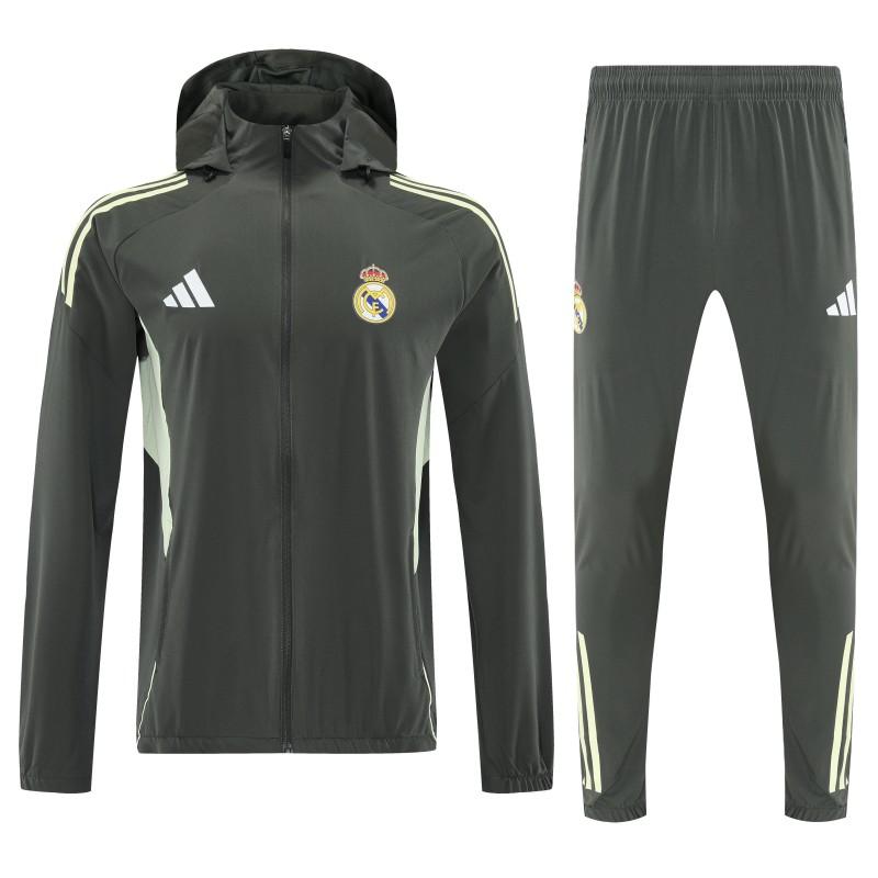 25/26 Real Madrid Dark Grey Green Full zipper Jacket Tracksuit+ long pants