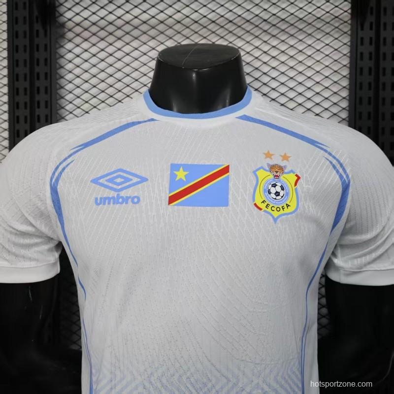 Player Version 2026 DR Congo Third White Blue Geometric Jersey