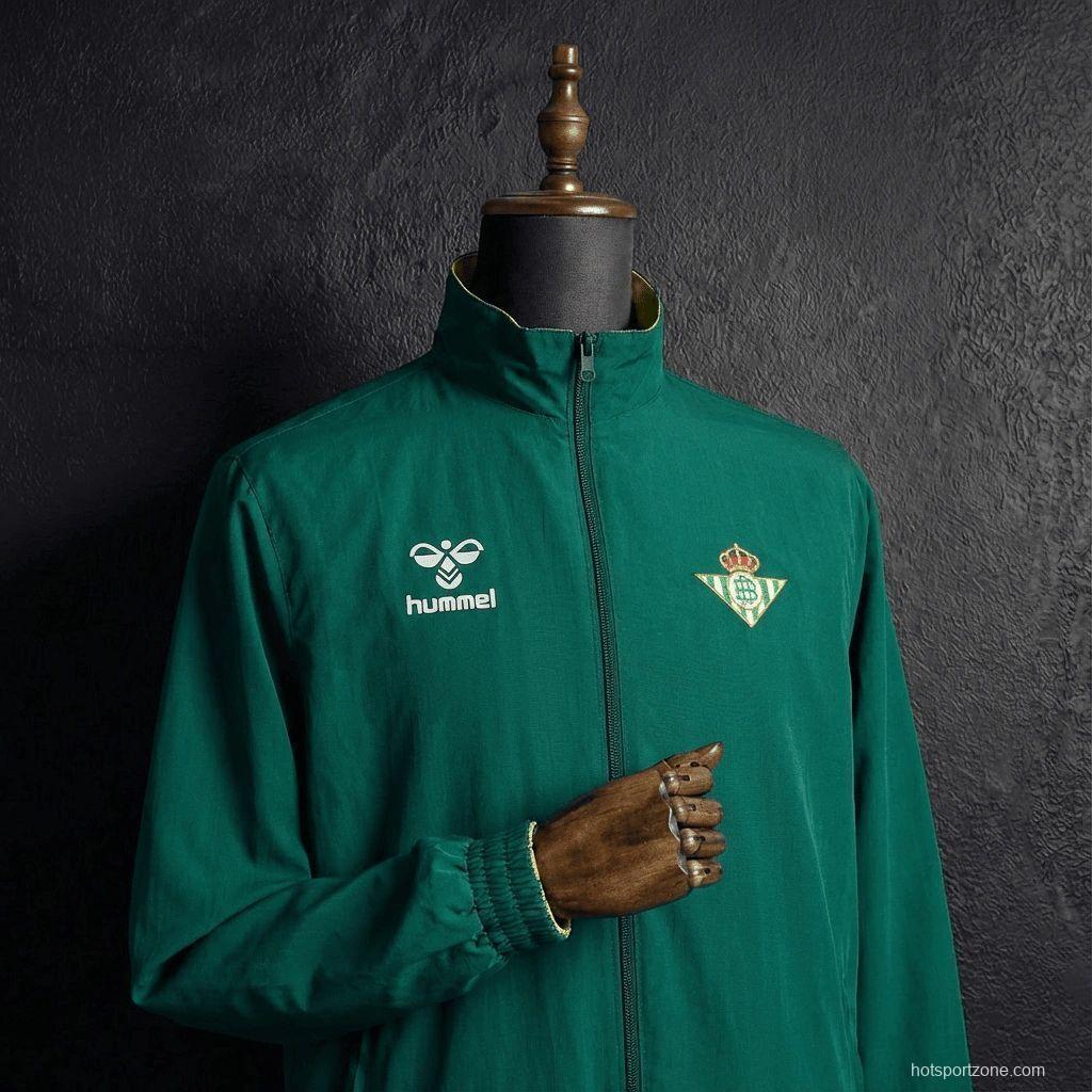 2026 Real Betis Green And Yellow  Reversible Full Zipper Jacket