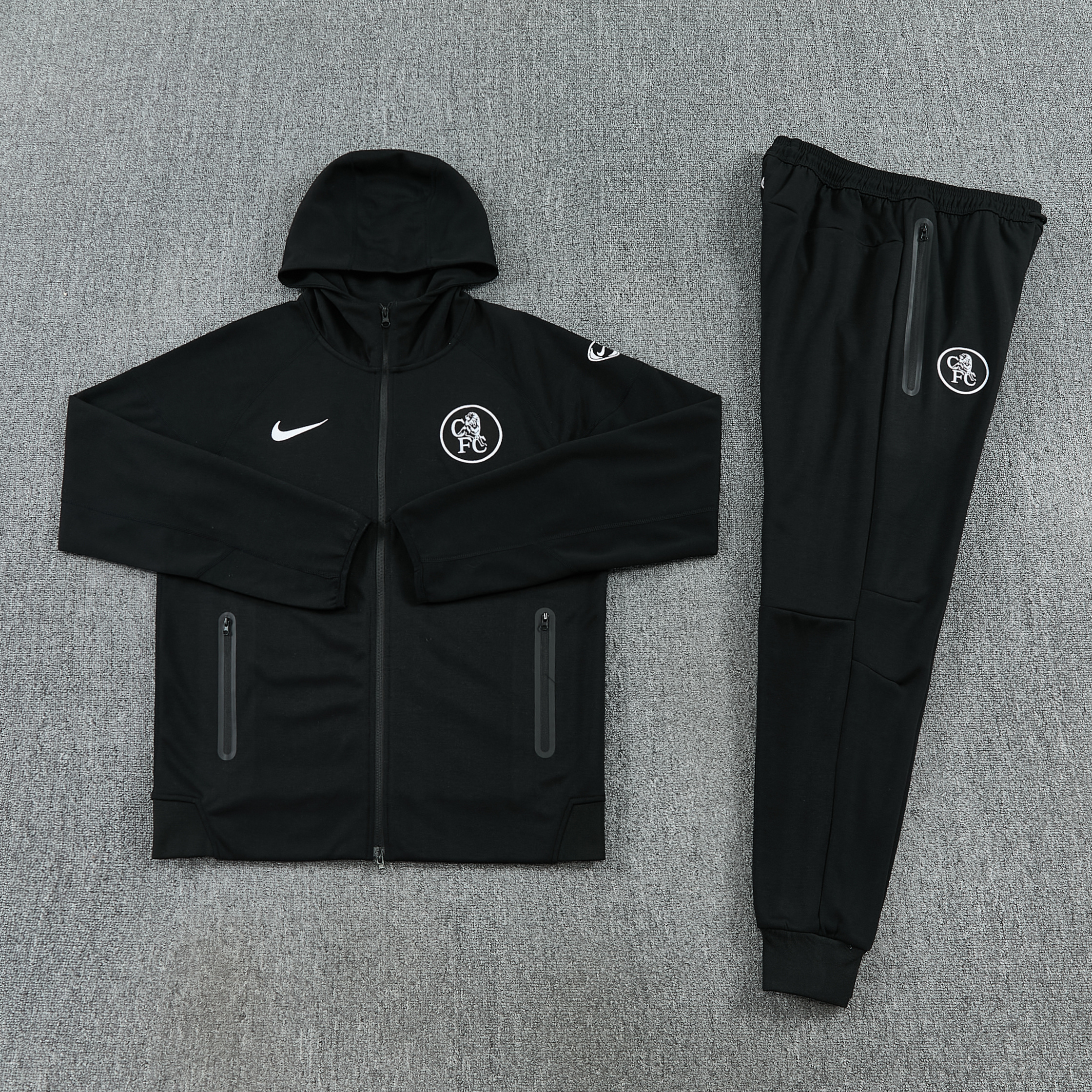 25/26 Chelsea Black Full Zipper Hoodie Windbreaker + Long Pants