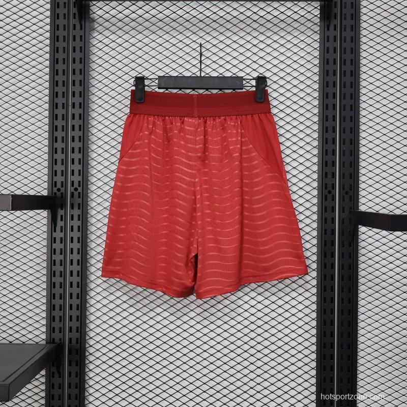 2026 Player Version Portugal Red with Wave Pattern Shorts