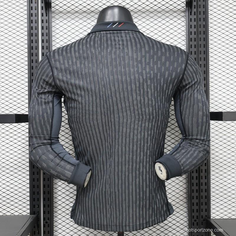 Player Version PSG 25/26 Paris Saint-Germain Black with Grey  Long Sleeve Jersey