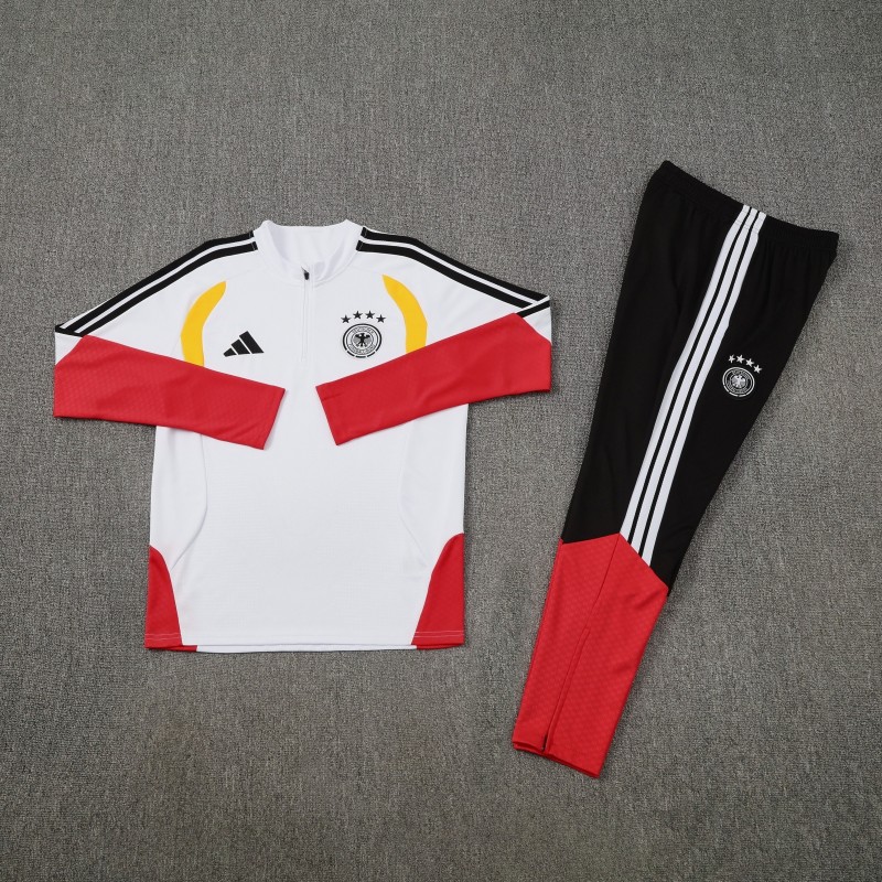 26/27 Germany White Half Zipper Jacket Tracksuit  + Long Pants