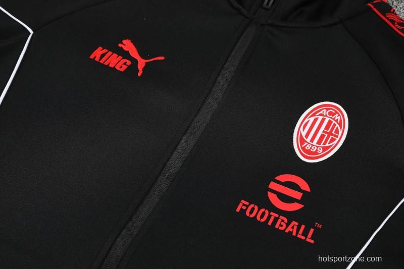 25/26 AC Milan Black Full Zipper Jacket Tracksuit + Long Pants